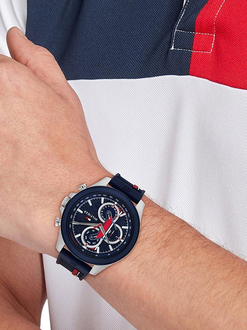 Product image 4 of 6, which shows Tommy Hilfiger 1792083 Men's Chronograph Silicone Strap Watch, Navy