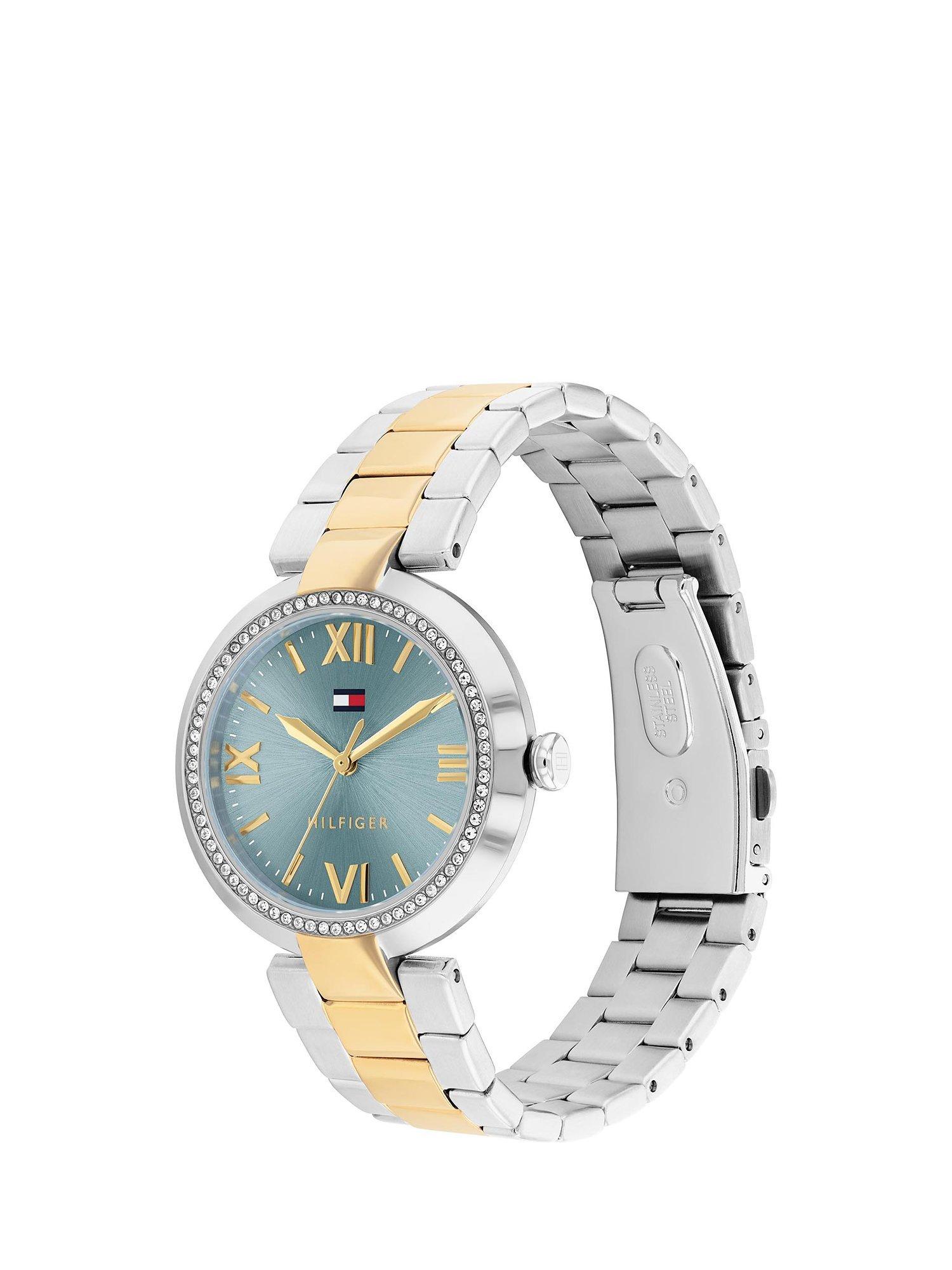 Product image 3 of 6, which shows Tommy Hilfiger Women's Crystal Detail Bracelet Strap Watch, Silver/Blue