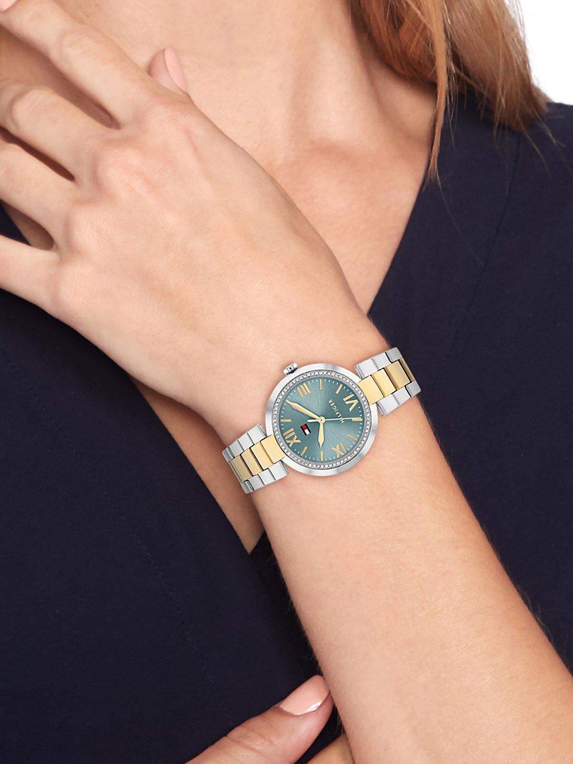 Product image 4 of 6, which shows Tommy Hilfiger Women's Crystal Detail Bracelet Strap Watch, Silver/Blue