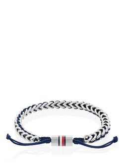 Tommy Hilfiger Men's Braided Bracelet, Silver/Blue, Silver/Blue