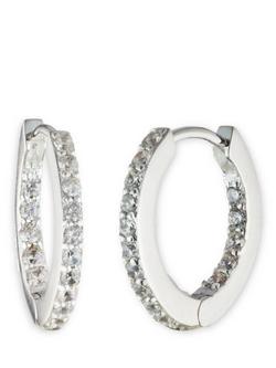 Lauren Ralph Lauren Sterling Silver Cubic Zirconia Huggie Hoop Earrings, Silver, Silver