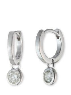Lauren Ralph Lauren Sterling Silver Cubic Zirconia Drop Hoop Earrings, Silver, Silver