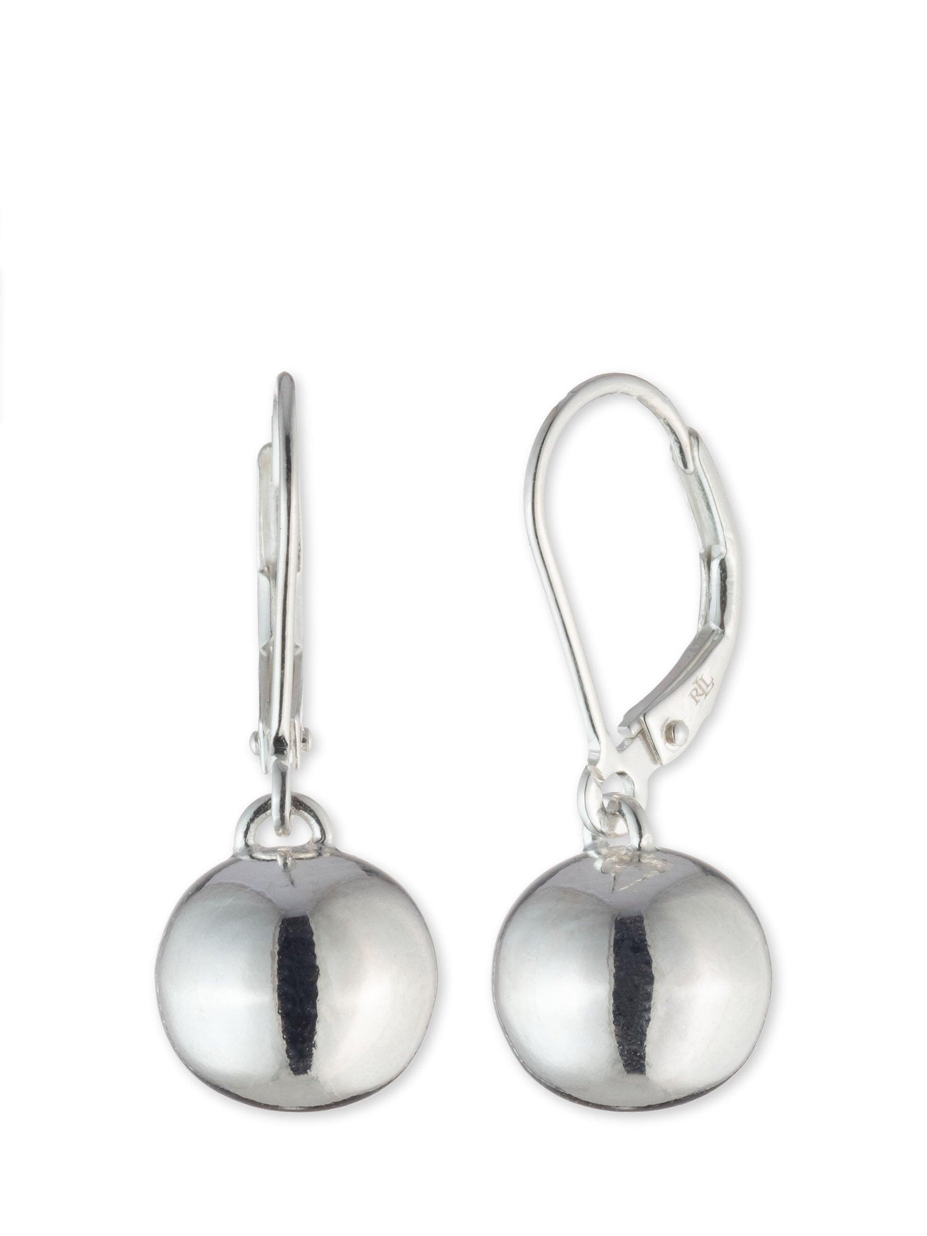 Product image 1 of 3, which shows Lauren Ralph Lauren Sterling Silver Ball Drop Earrings, Silver