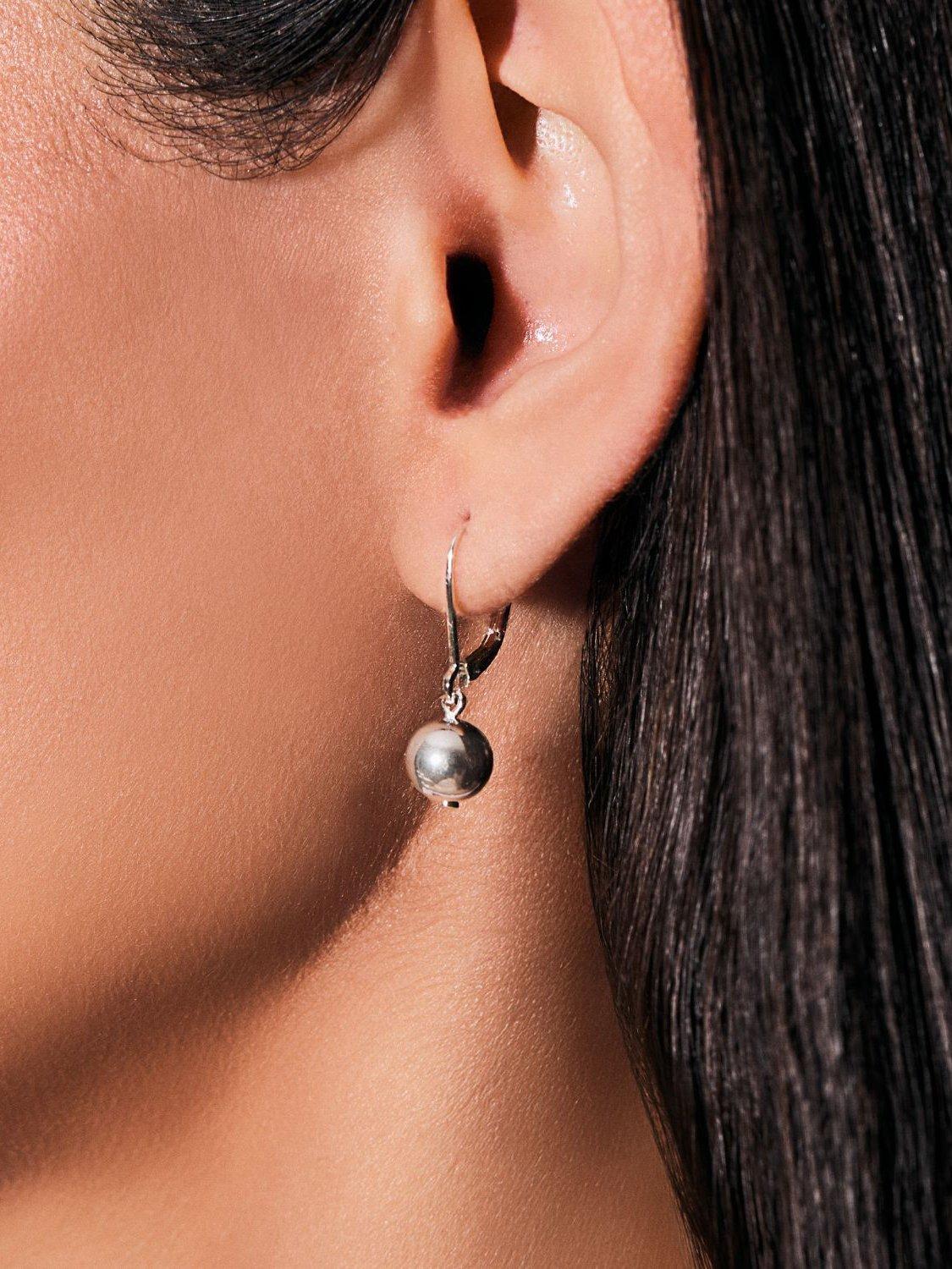 Product image 2 of 3, which shows Lauren Ralph Lauren Sterling Silver Ball Drop Earrings, Silver