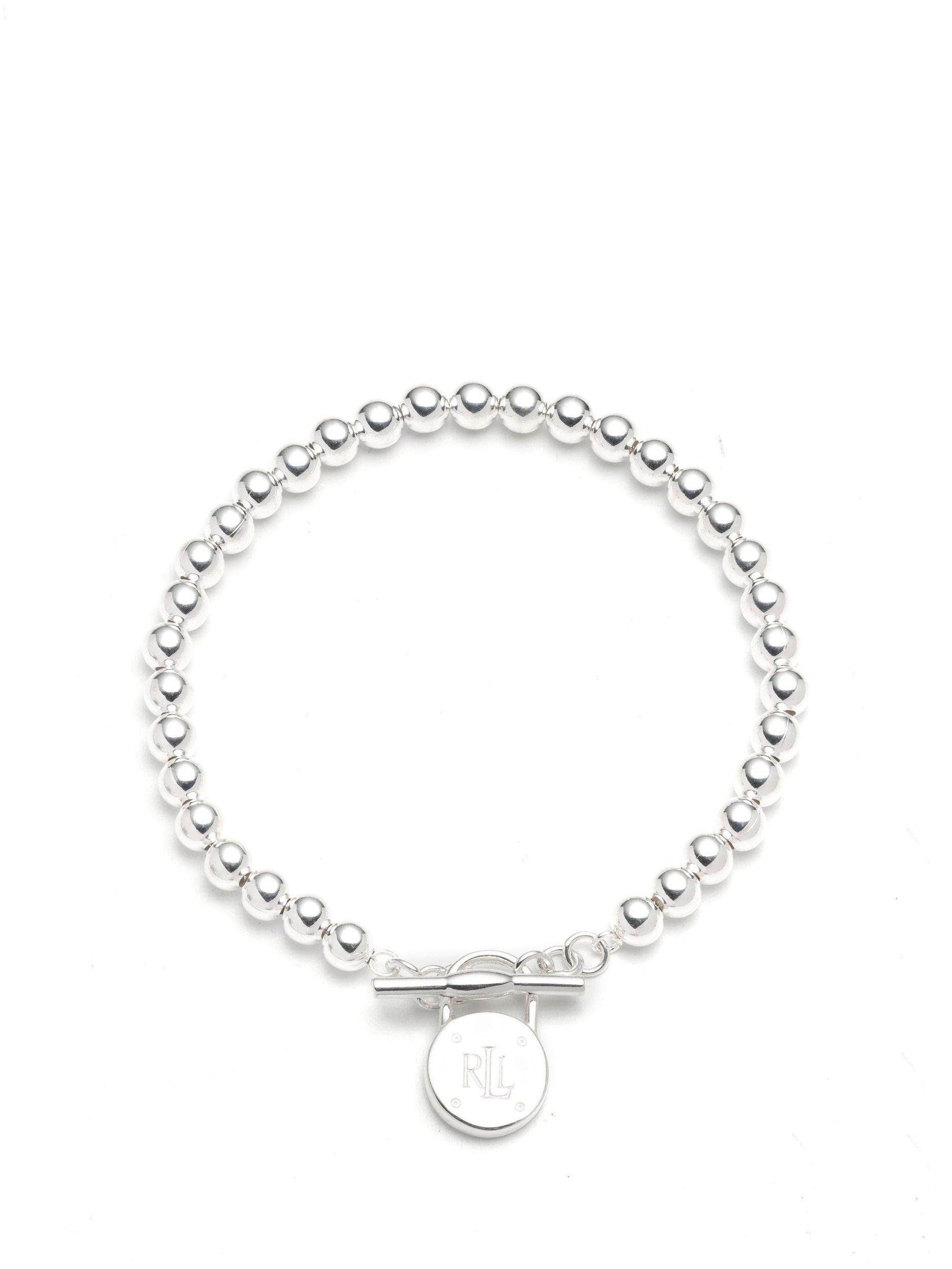 Product image 1 of 2, which shows Lauren Ralph Lauren Sterling Silver Beaded T-Bar Bracelet, Silver