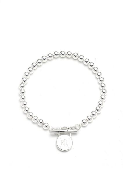 Lauren Ralph Lauren Sterling Silver Beaded T-Bar Bracelet, Silver, Silver