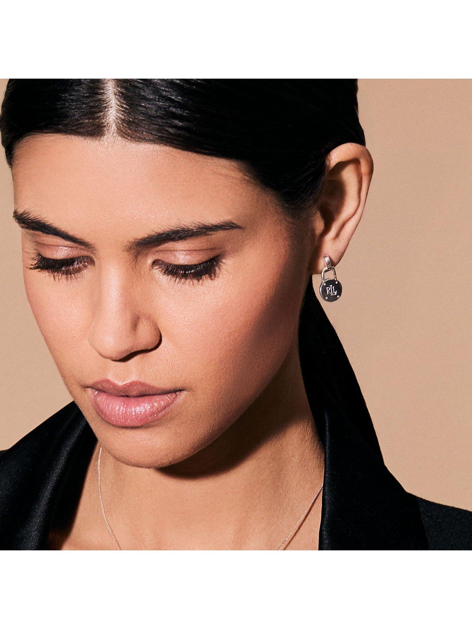 Product image 2 of 3, which shows Lauren Ralph Lauren Sterling Silver Padlock Drop Earrings, Silver