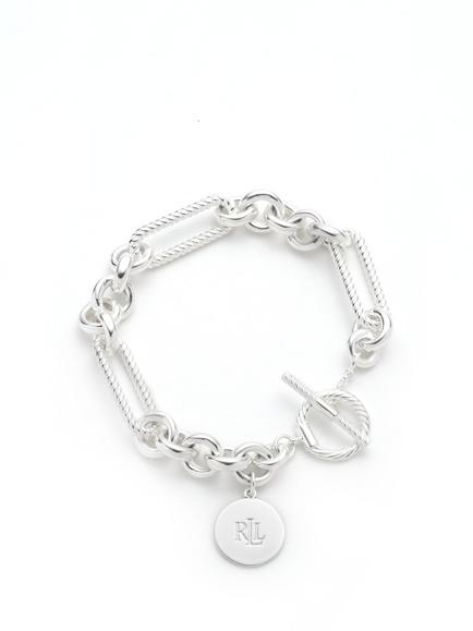 Lauren Ralph Lauren Sterling Silver Oval Link Logo Charm Bracelet, Silver, Silver