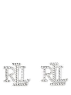Lauren Ralph Lauren Sterling Silver Rope Texture Logo Initial Stud Earrings, Silver, Silver