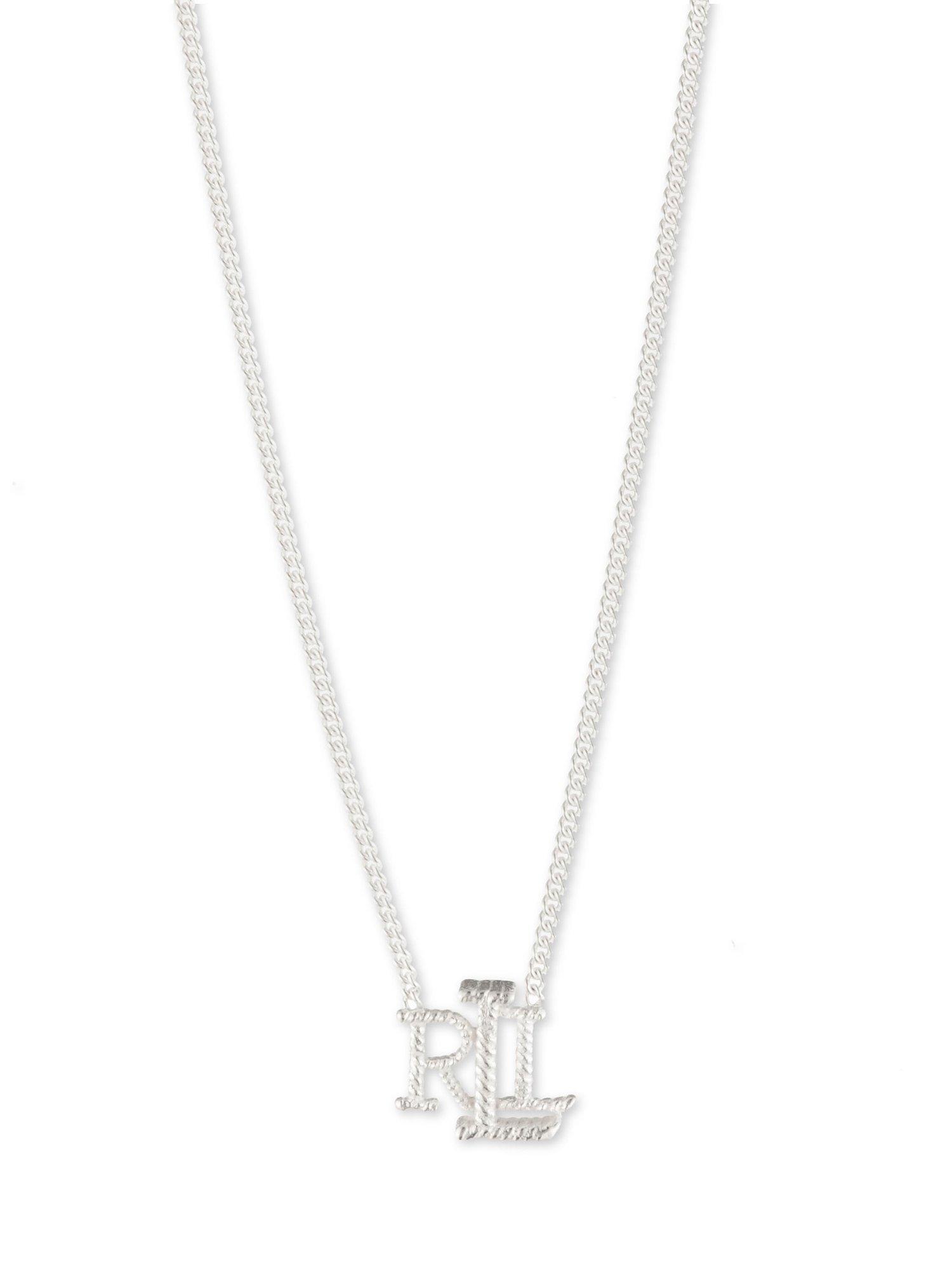 Lauren Ralph Lauren Sterling Silver Logo Initial Pendant Necklace Silver