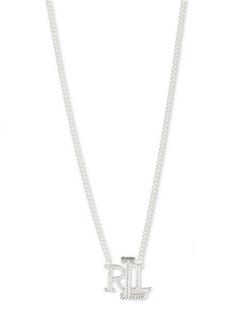 Lauren Ralph Lauren Sterling Silver Logo Initial Pendant Necklace, Silver, Silver