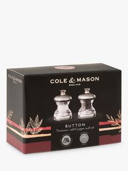 Cole & Mason Button Precision+ Acrylic Salt and Pepper Mills Set, Clear - view 2, Clear