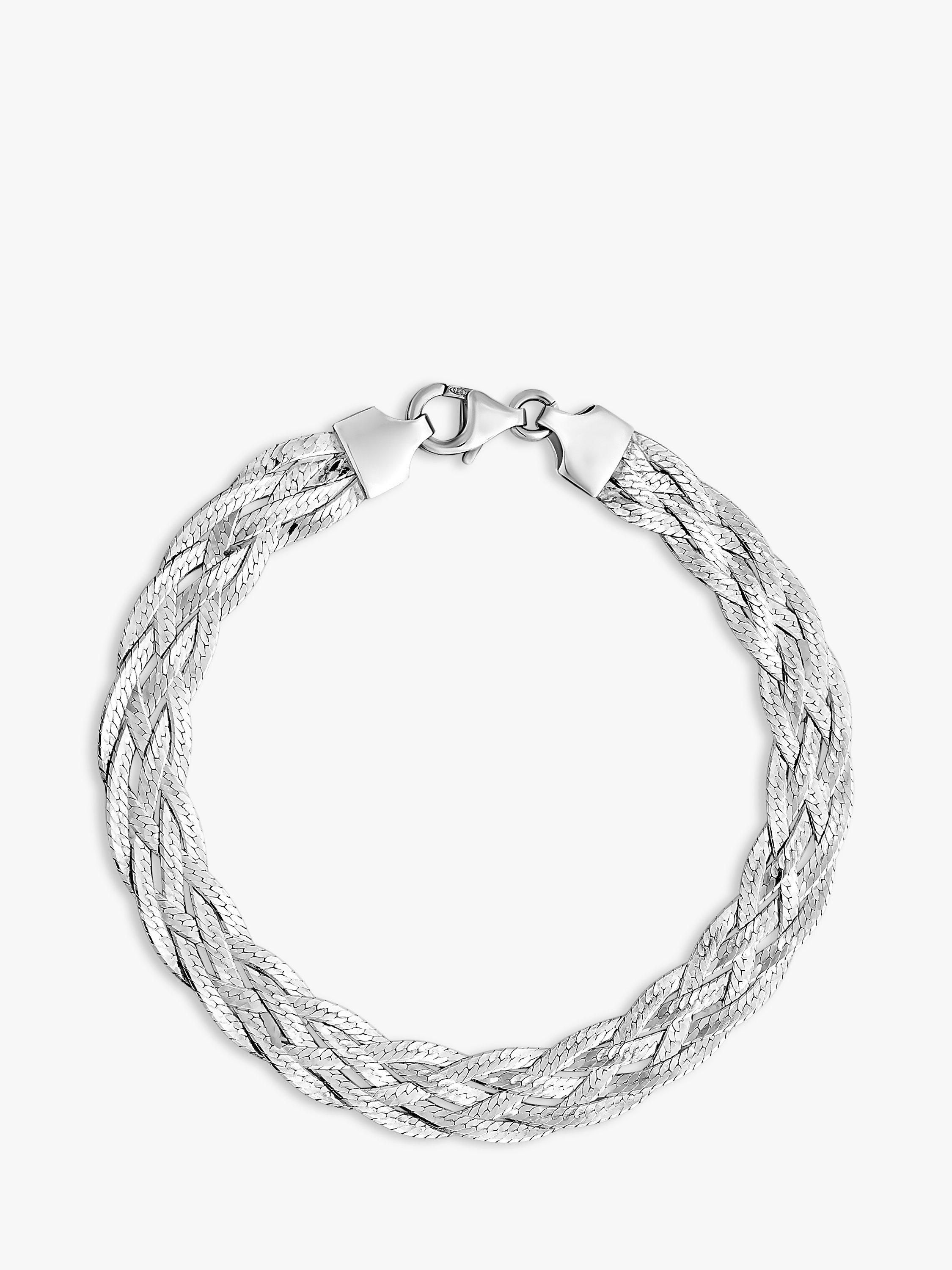 Product image 3 of 3, which shows Simply Silver Herringbone Braided Bracelet, Silver