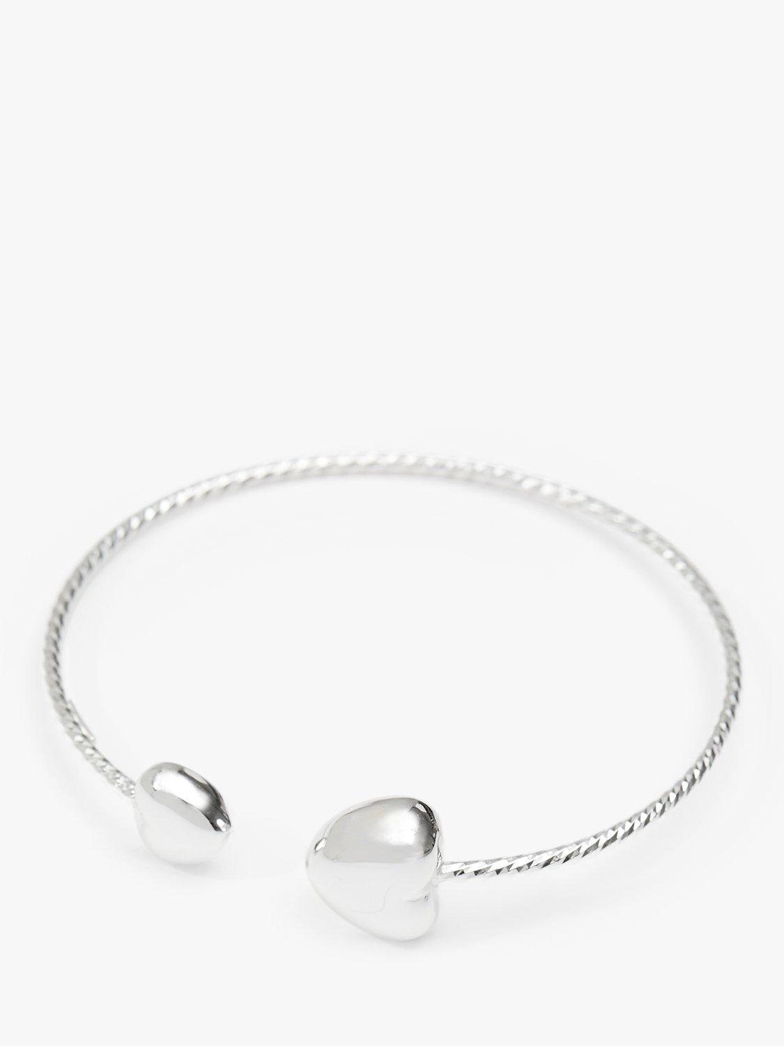 Product image 1 of 4, which shows Simply Silver Puff Heart Cuff Bracelet, Silver
