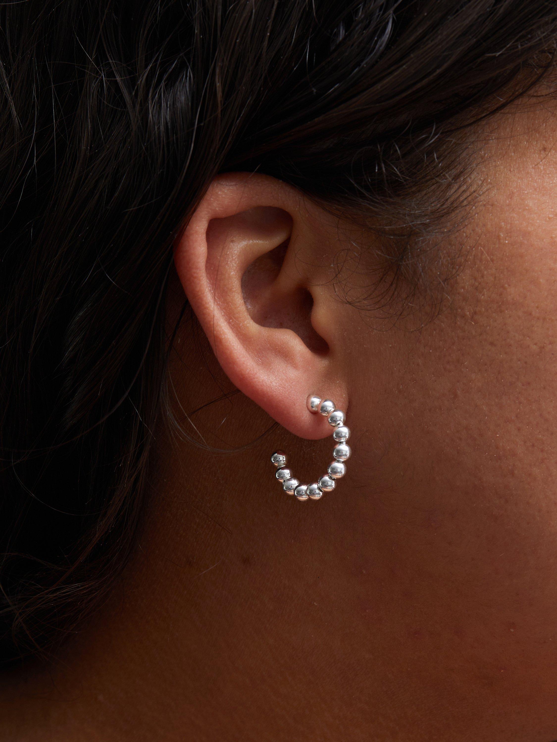 Product image 2 of 4, which shows Simply Silver Polished Hoop Earrings, Silver