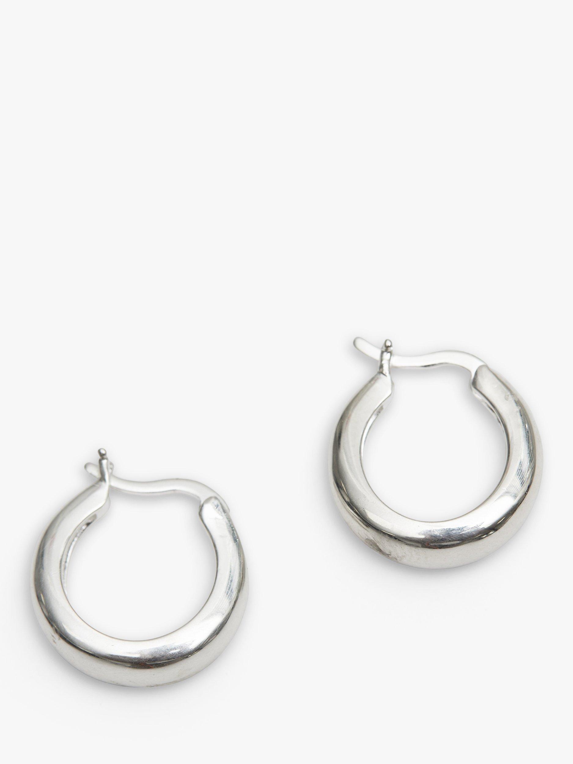 Product image 1 of 2, which shows Simply Silver Polished Small Hoop Earrings, Silver
