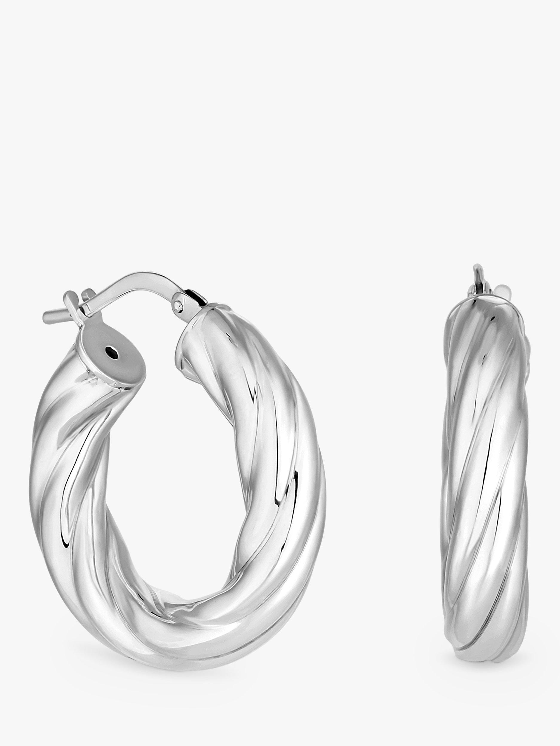 Product image 3 of 3, which shows Simply Silver Twist Hoop Earrings, Silver
