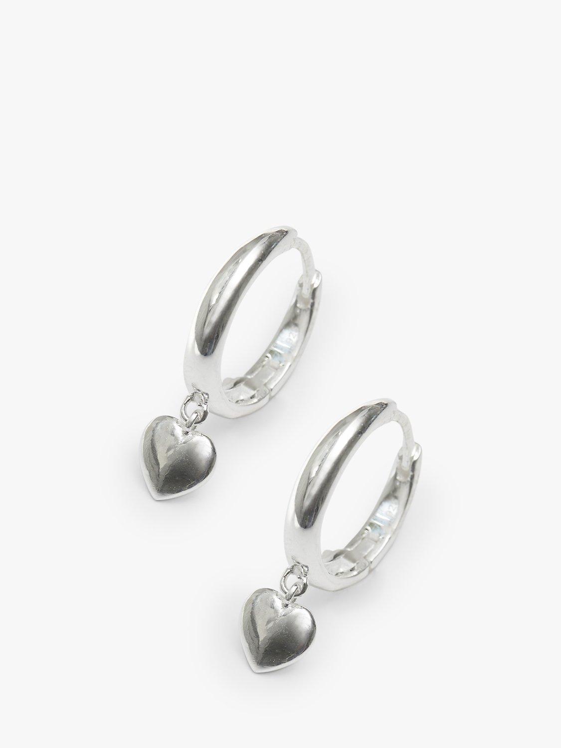 Product image 1 of 3, which shows Simply Silver PolishedHeart Hoop Earrings, Silver