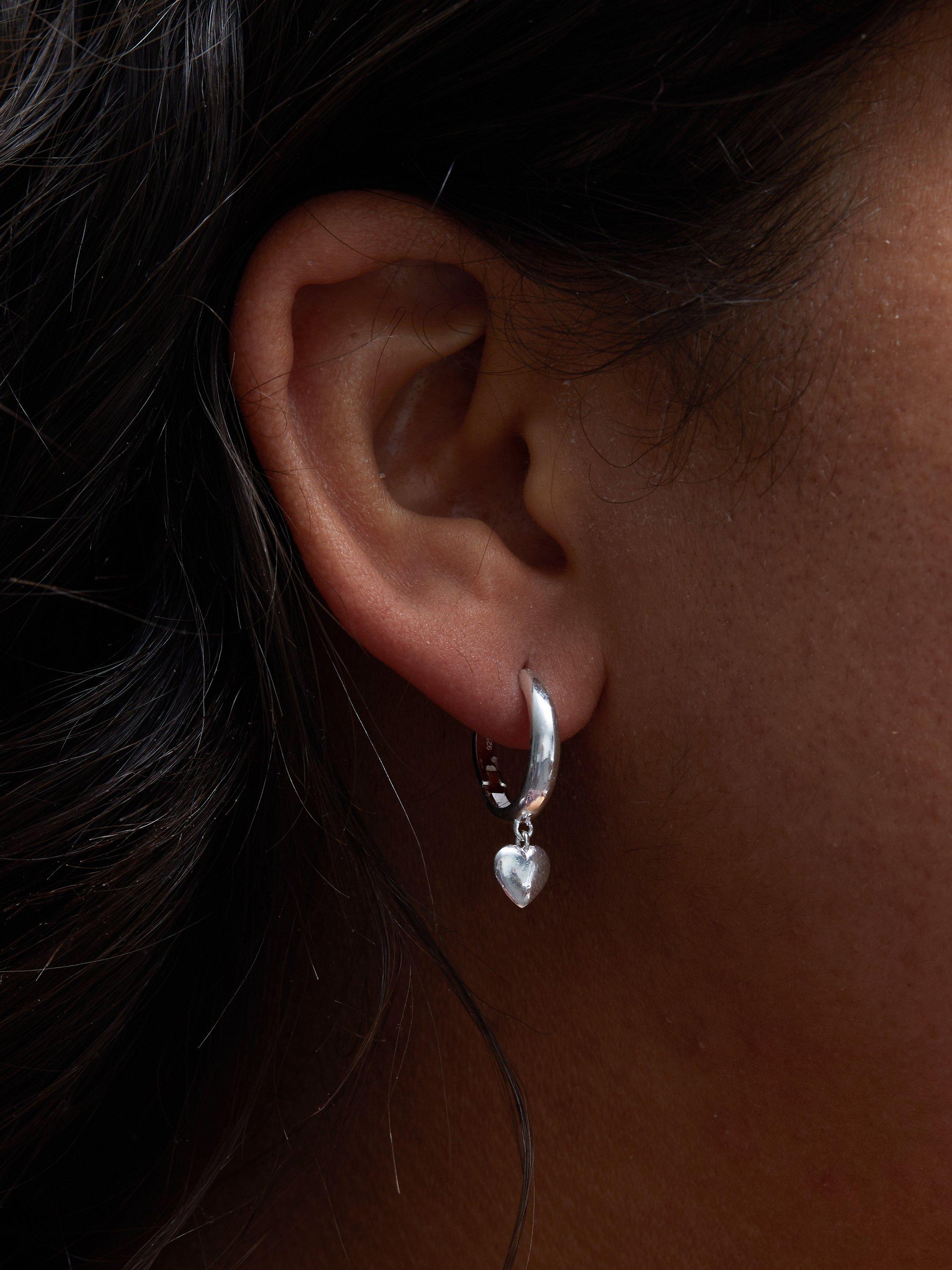 Product image 2 of 3, which shows Simply Silver PolishedHeart Hoop Earrings, Silver