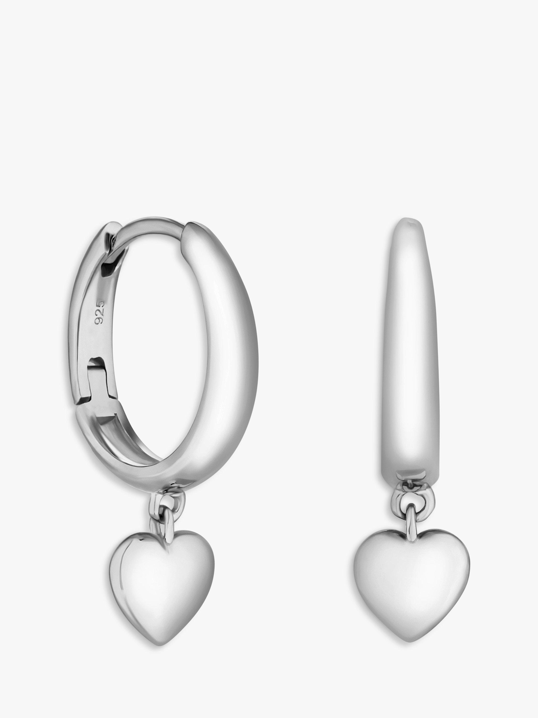 Product image 3 of 3, which shows Simply Silver PolishedHeart Hoop Earrings, Silver