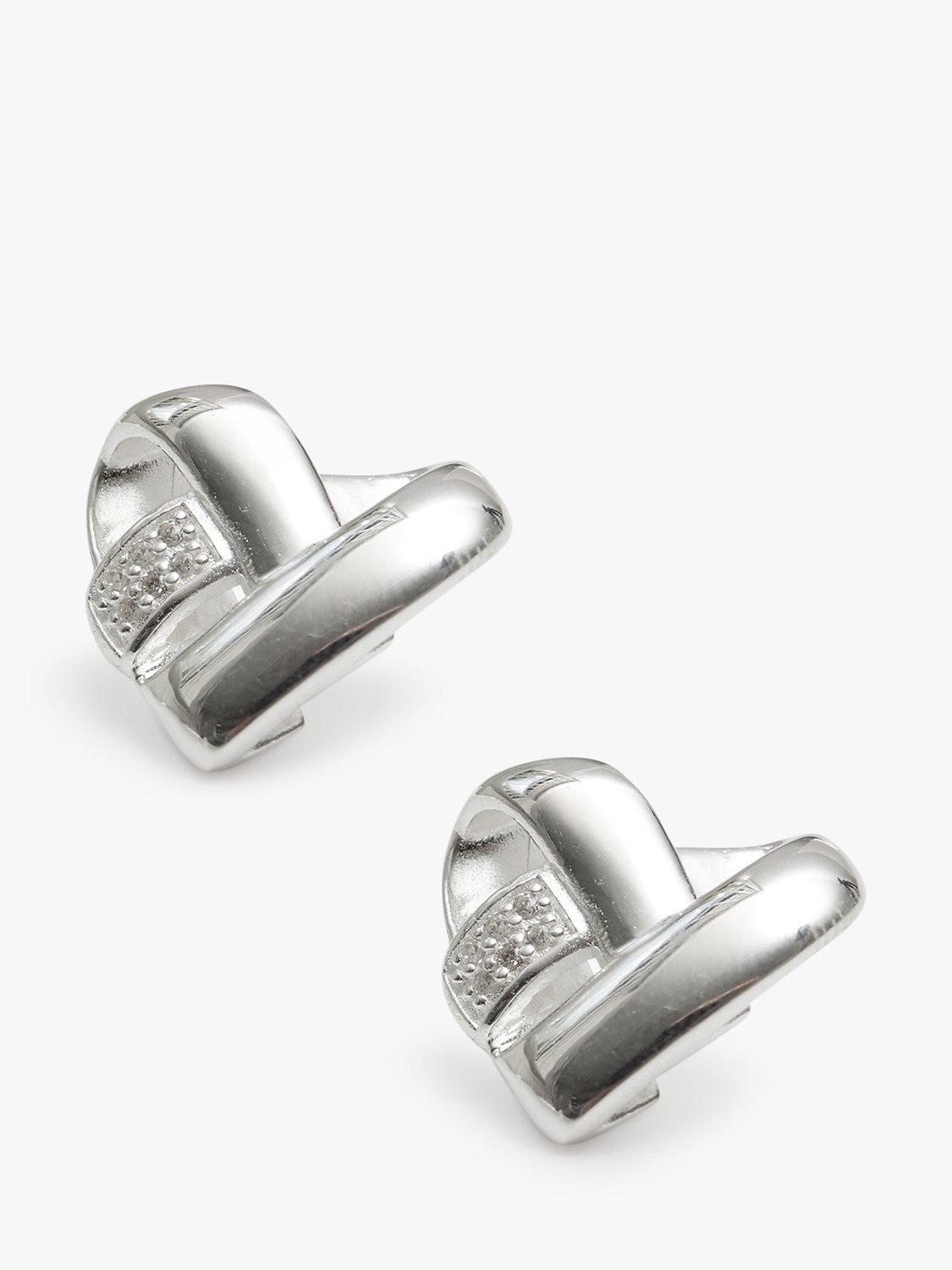 Simply Silver Knotted Heart Stud Earrings, Silver