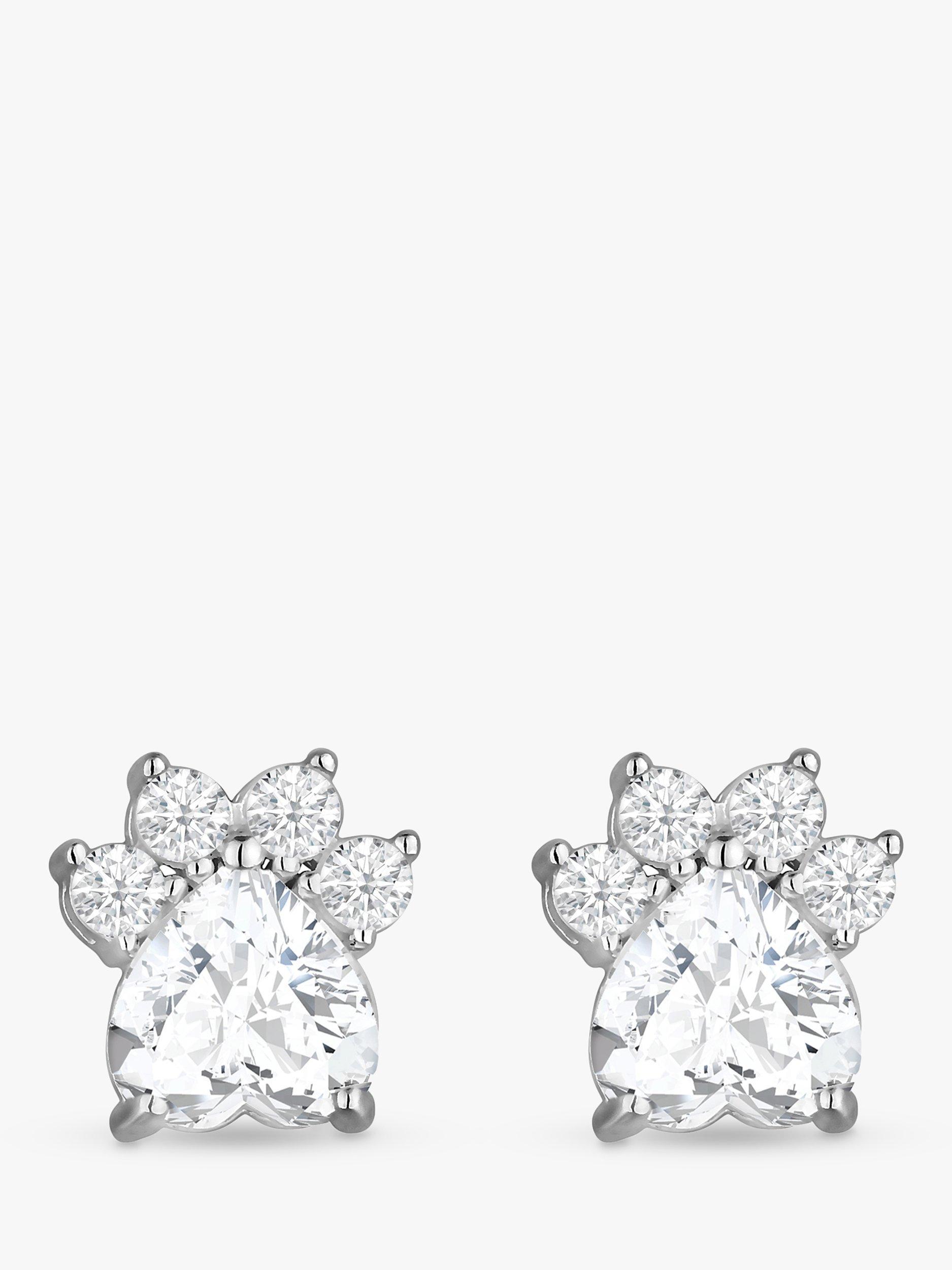 Product image 3 of 3, which shows Simply Silver Paw Cubic Zirconia Stud Earrings, Silver