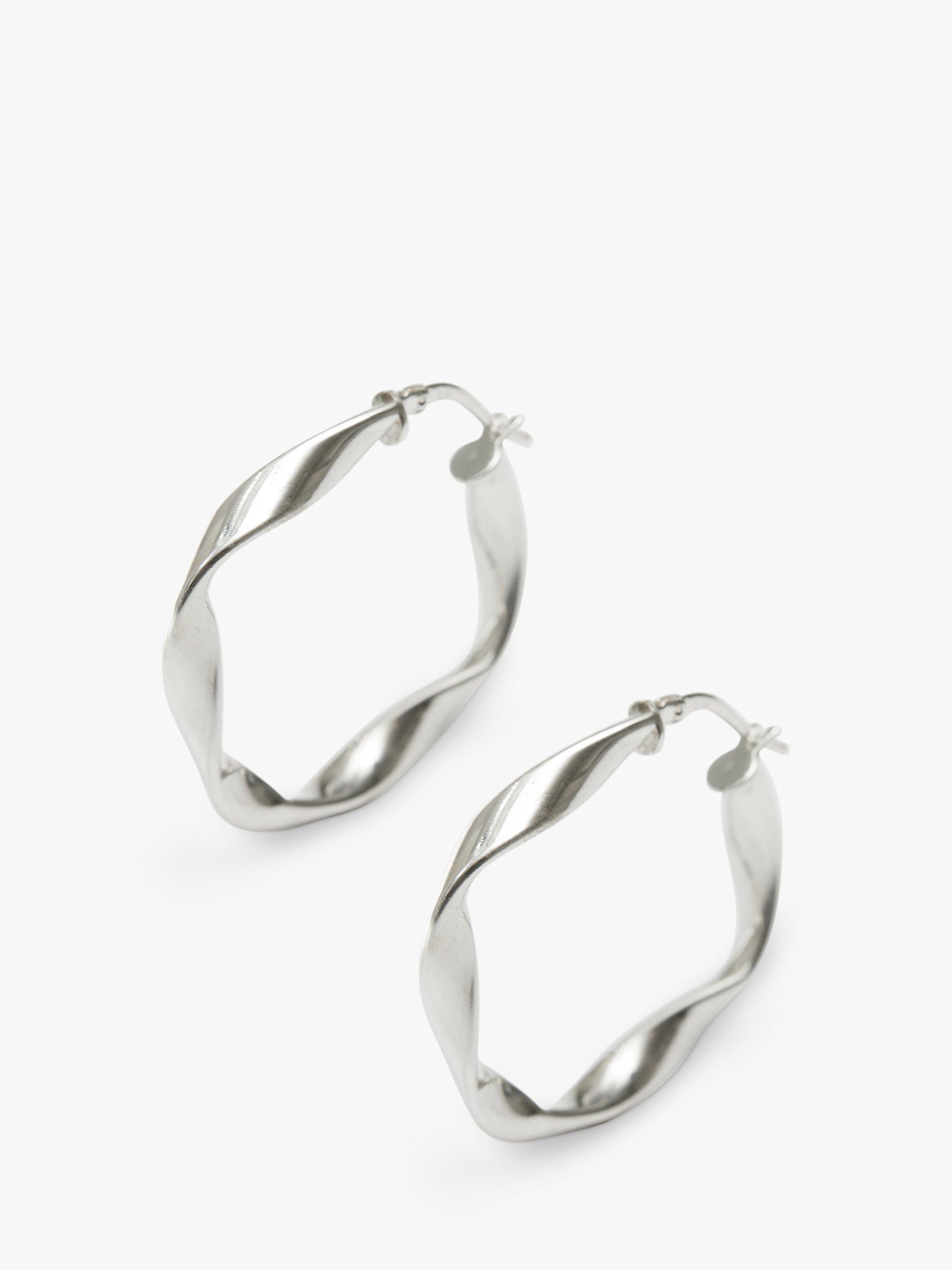 Product image 2 of 3, which shows Simply Silver Square Twist Hoop Earrings, Silver