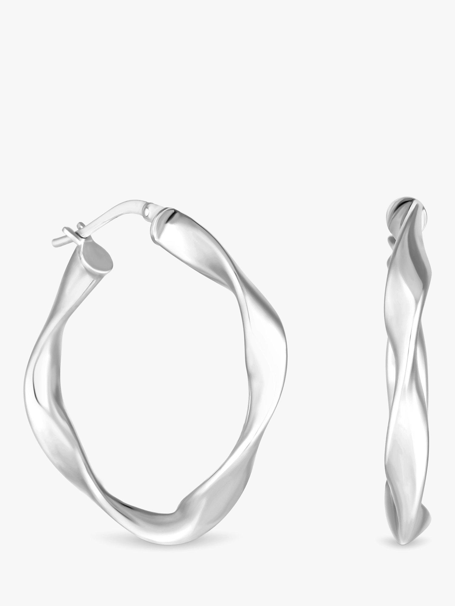 Product image 3 of 3, which shows Simply Silver Square Twist Hoop Earrings, Silver