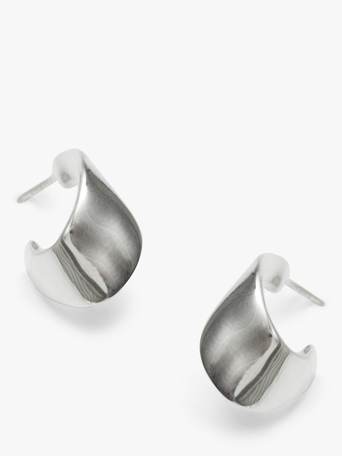 Product image 1 of 3, which shows Simply Silver Clean Polished Twist Hoop Earrings, Silver