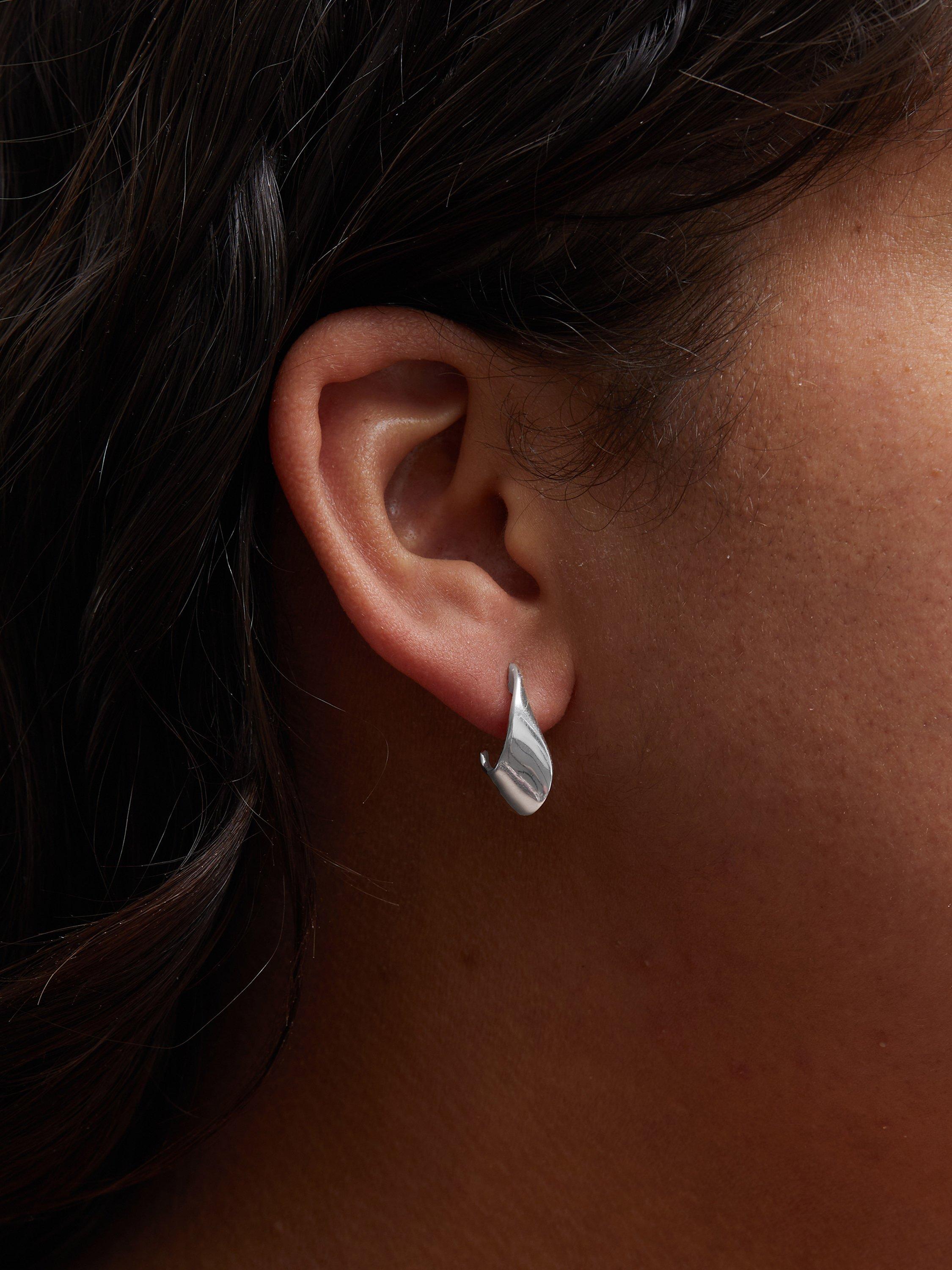 Product image 2 of 3, which shows Simply Silver Clean Polished Twist Hoop Earrings, Silver