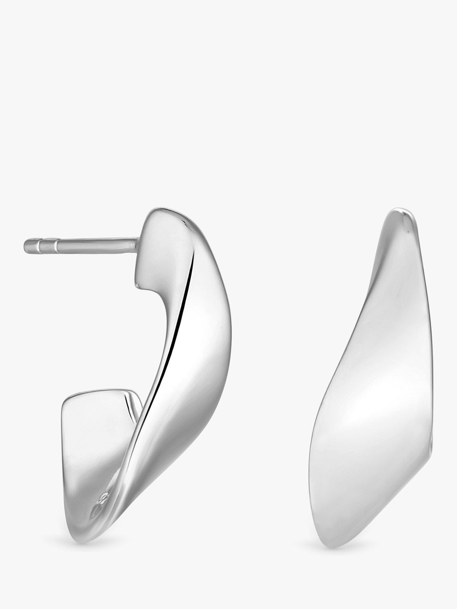 Product image 3 of 3, which shows Simply Silver Clean Polished Twist Hoop Earrings, Silver