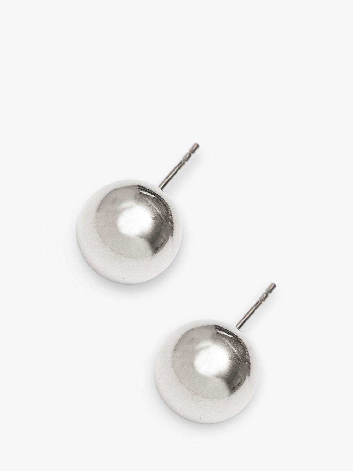 Product image 1 of 4, which shows Simply Silver Polished Round Stud Earrings, Silver
