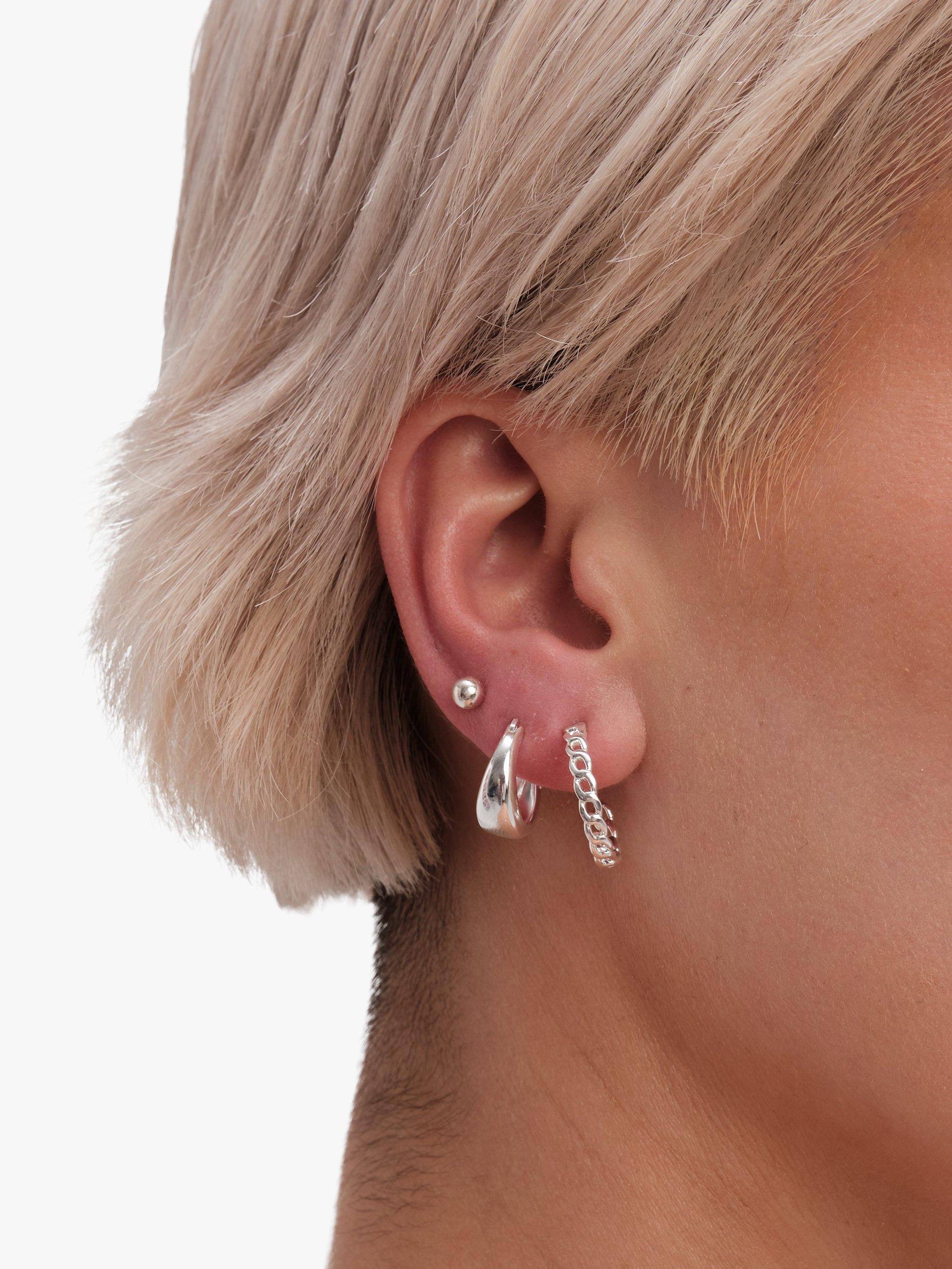 Product image 4 of 4, which shows Simply Silver Polished Round Stud Earrings, Silver