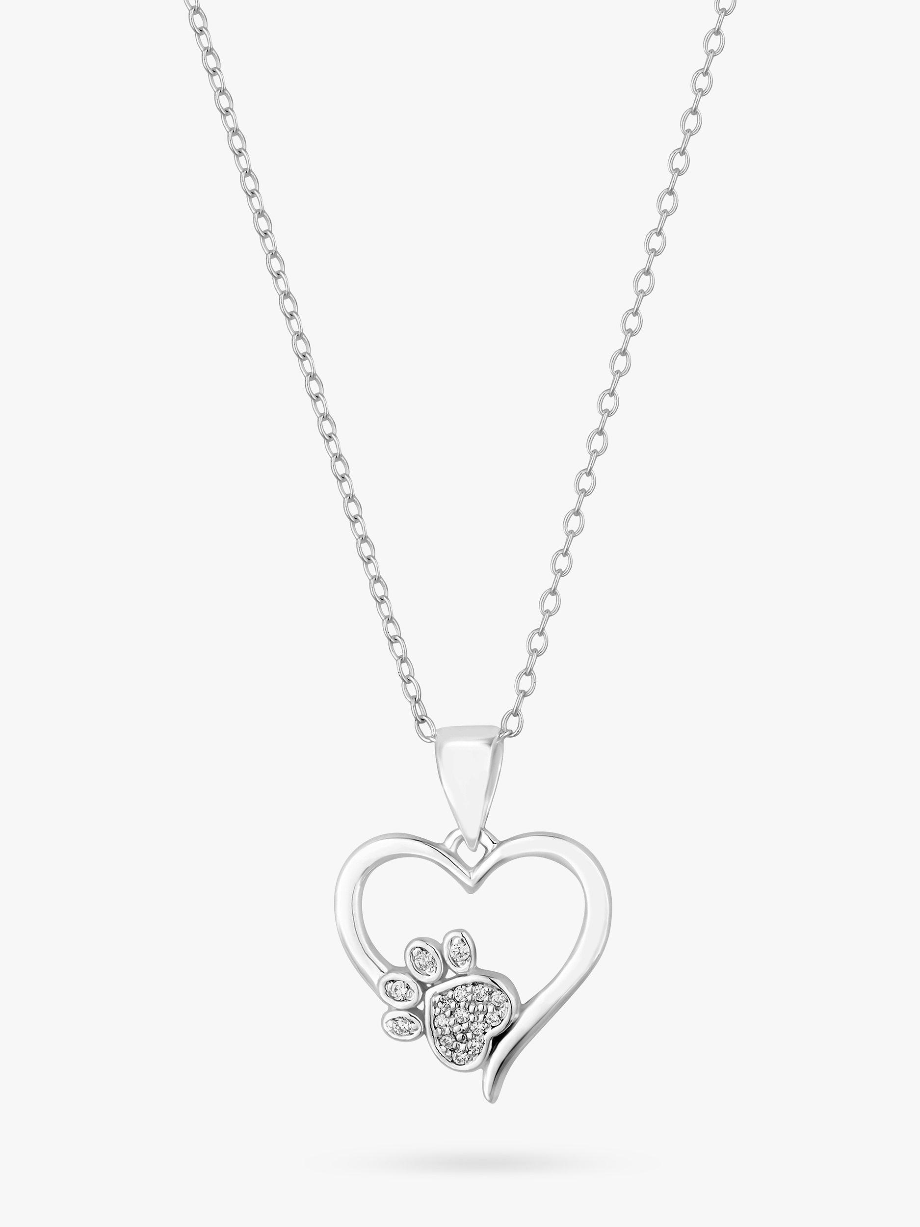 Product image 2 of 2, which shows Simply Silver Paw Print And Heart Pendant Necklace, Silver