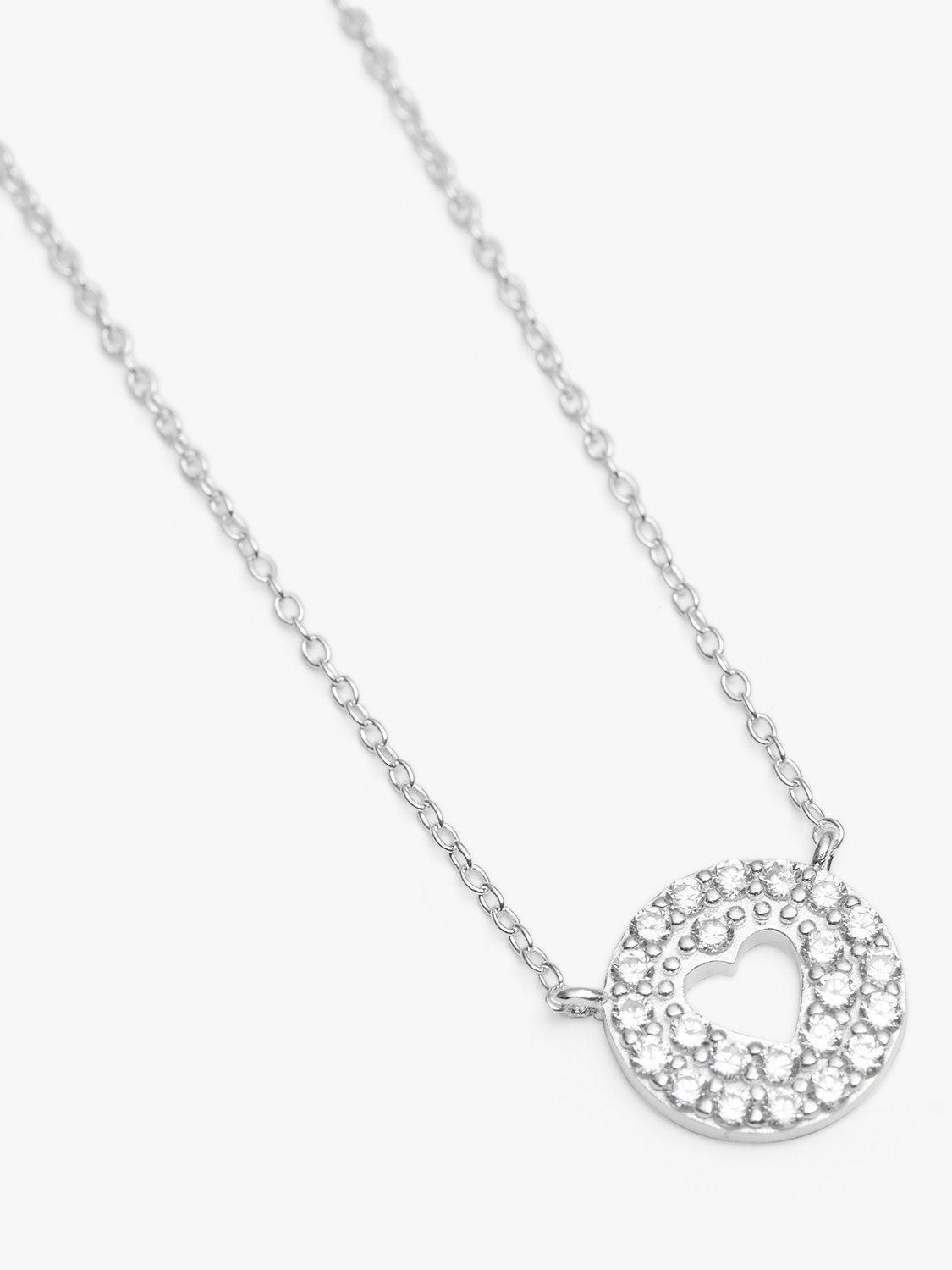 Simply Silver Cut Out Heart Pendant Necklace, Silver