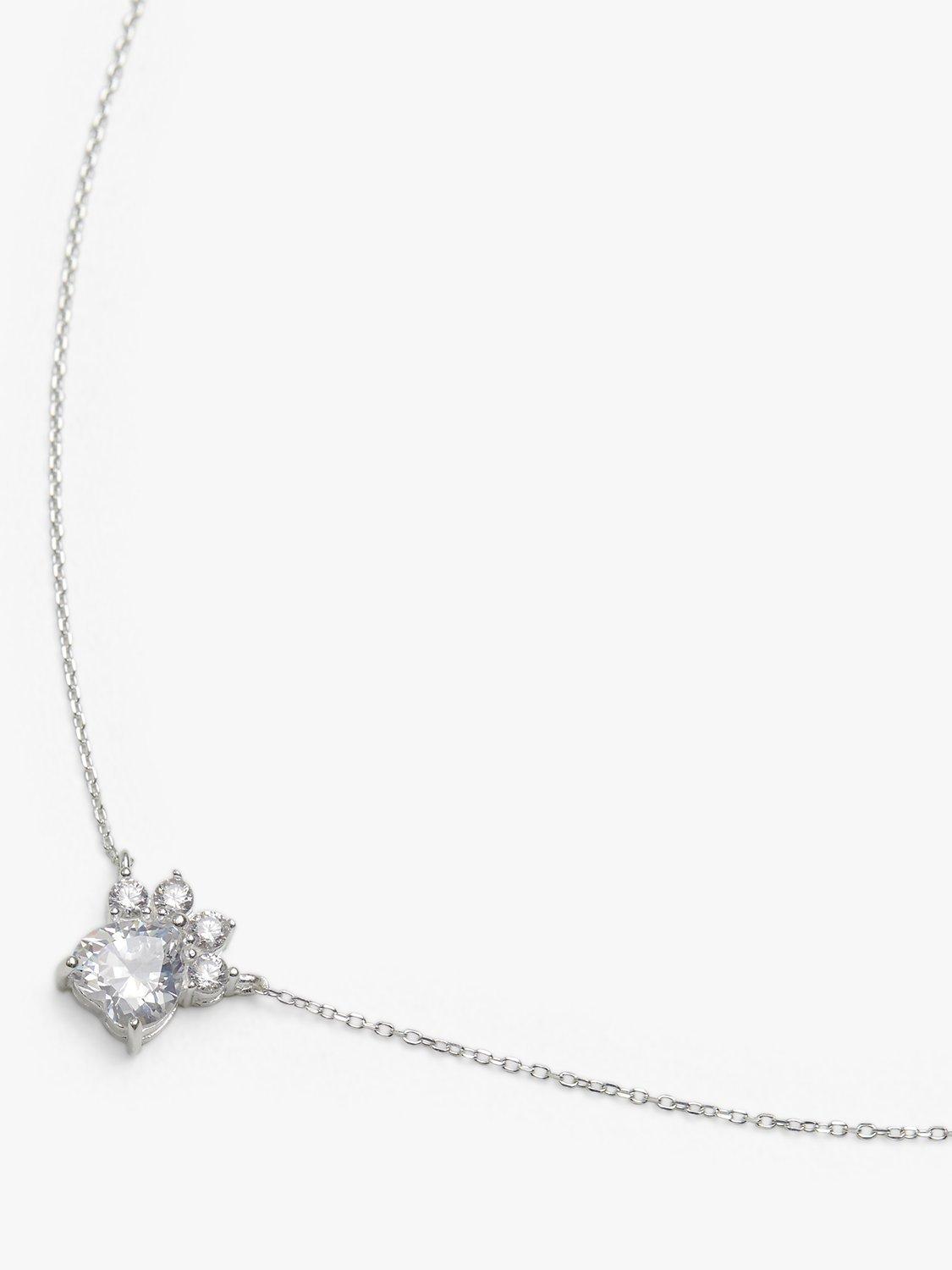Product image 1 of 2, which shows Simply Silver Cubic Zirconia Paw Print Pendant Necklace, Silver