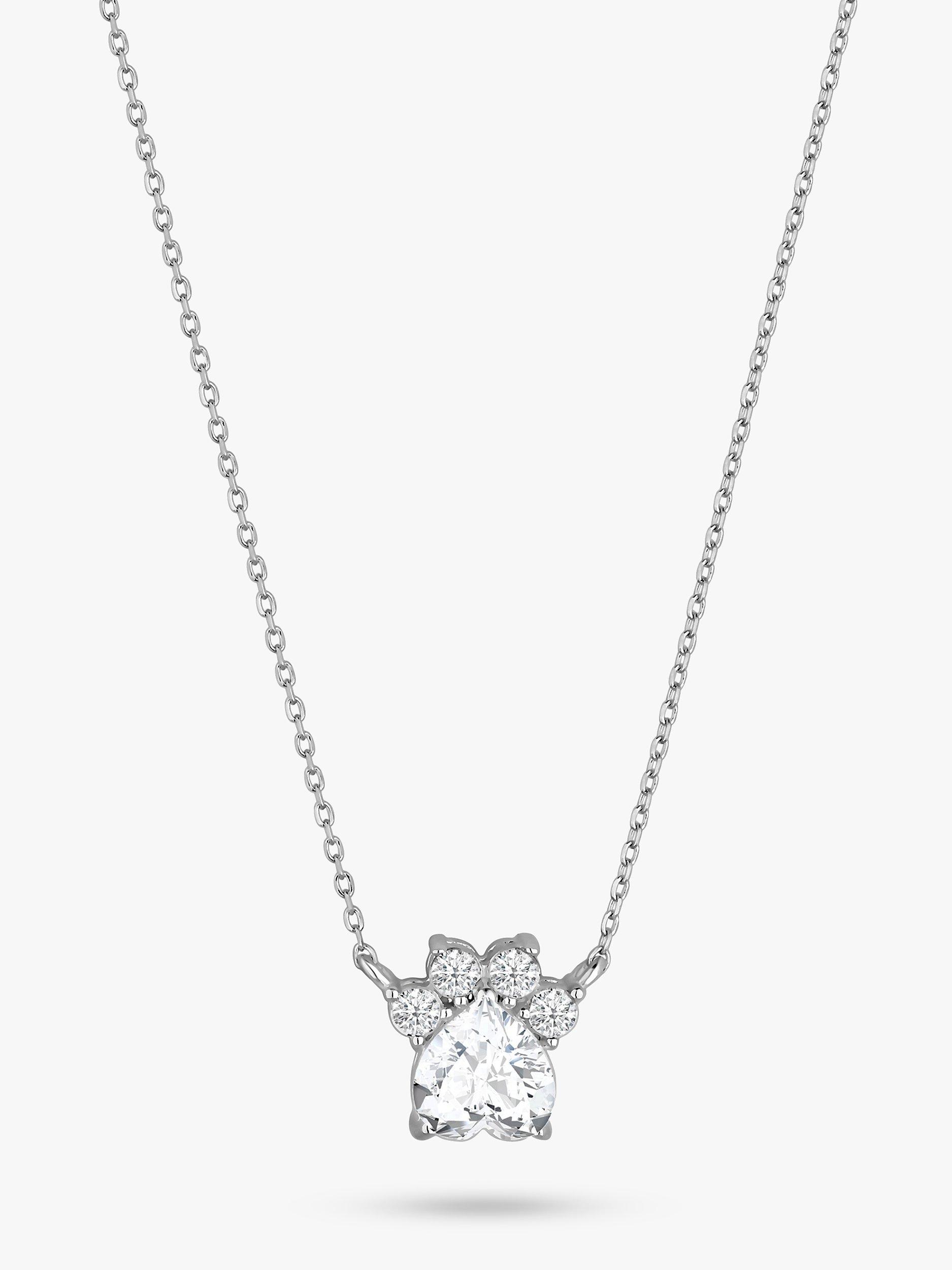Product image 2 of 2, which shows Simply Silver Cubic Zirconia Paw Print Pendant Necklace, Silver