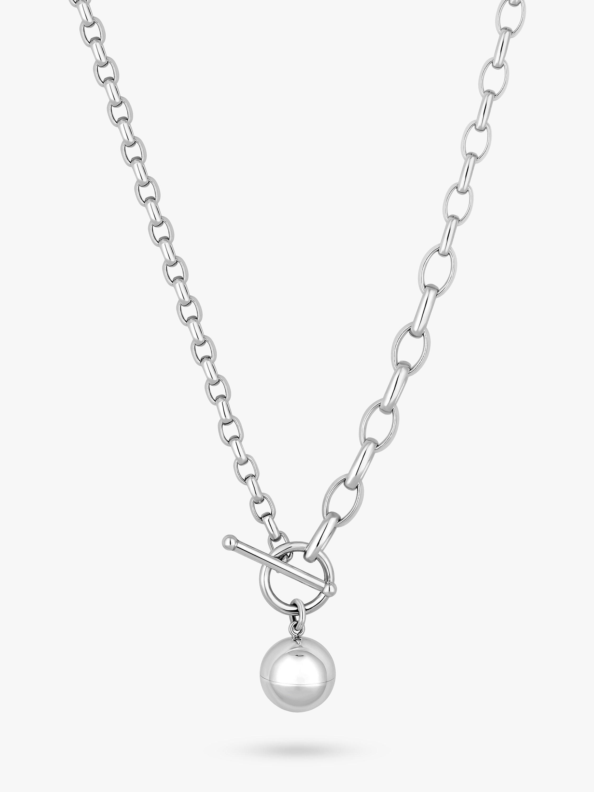 Simply Silver Polished Orb Necklace, Silver