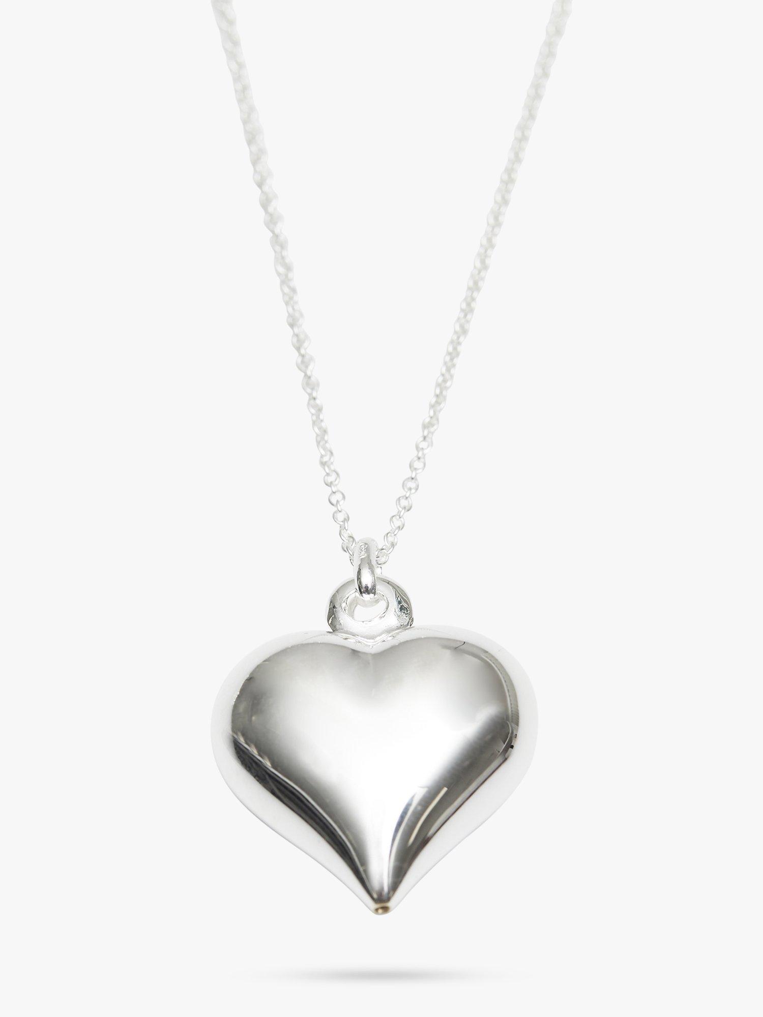 Product image 1 of 2, which shows Simply Silver Puff Heart Pendant Necklace, Silver