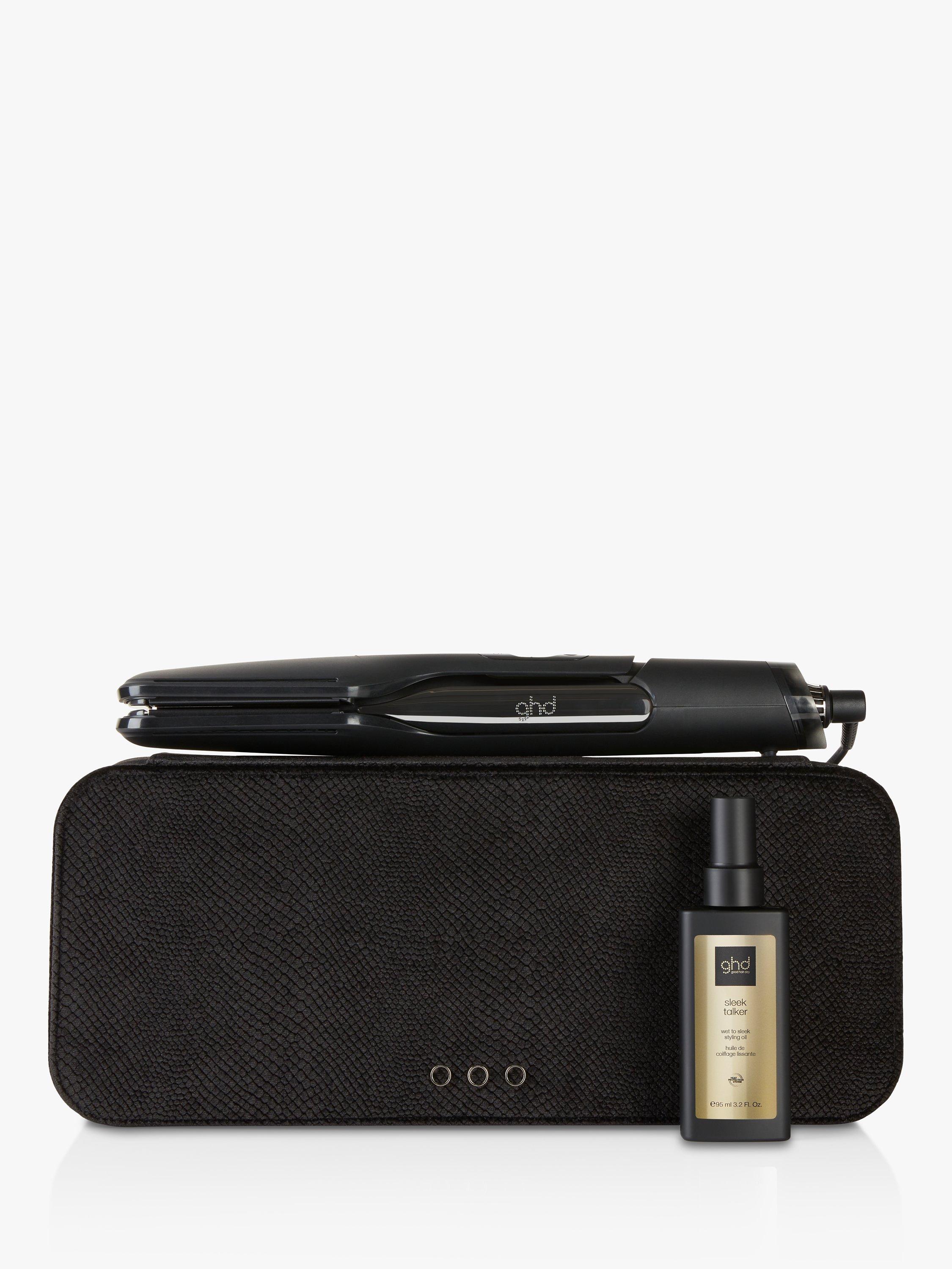 ghd Duet Hair Straightener & Sleek Talker Hair Oil Gift Set, Black
