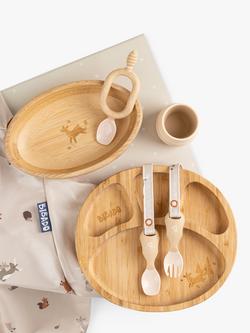 Bibado Bamboo Dinner Set & Coverall Bib Weaning Bundle - view 2, Woodland
