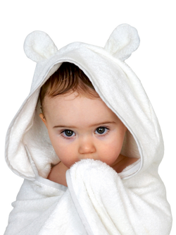 Shnuggle Baby Wearable Hooded Bath Towel, White, White