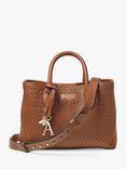 Aspinal of London London Midi Diagonal Plain Weave Leather Tote Bag