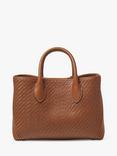 Aspinal of London London Midi Diagonal Plain Weave Leather Tote Bag