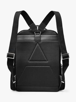 Aspinal of London Reporter Zip Pebble Leather Backpack - view 2, Black