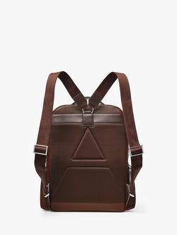 Aspinal of London Reporter Zip Pebble Leather Backpack - view 2, Tobacco