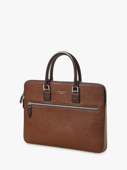 Aspinal of London Connaught Folio Pebble Leather Document Case - view 2, Tobacco