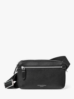 Aspinal of London Compact Pebble Leather Reporter Bag, Black, Black