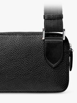 Aspinal of London Compact Pebble Leather Reporter Bag, Black - view 2, Black