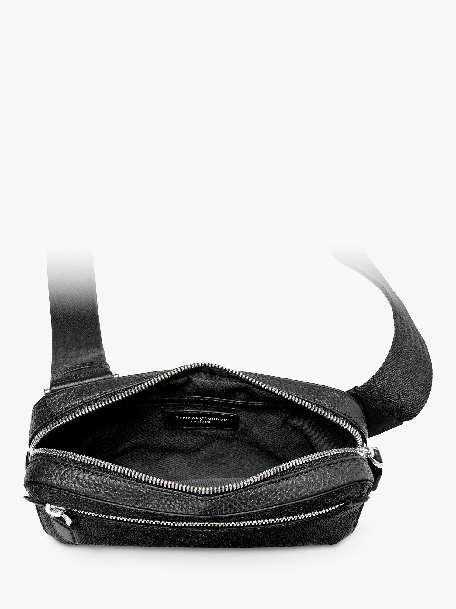 Product image 3 of 5, which shows Aspinal of London Compact Pebble Leather Reporter Bag, Black